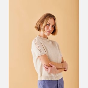 T-shirt med sadelskulder og hulmnster Elise by Permin 891154